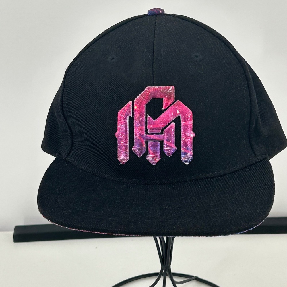Into The AM Galaxy Snapback Hat Black Pink Purple Geometric Flat Brim Cap